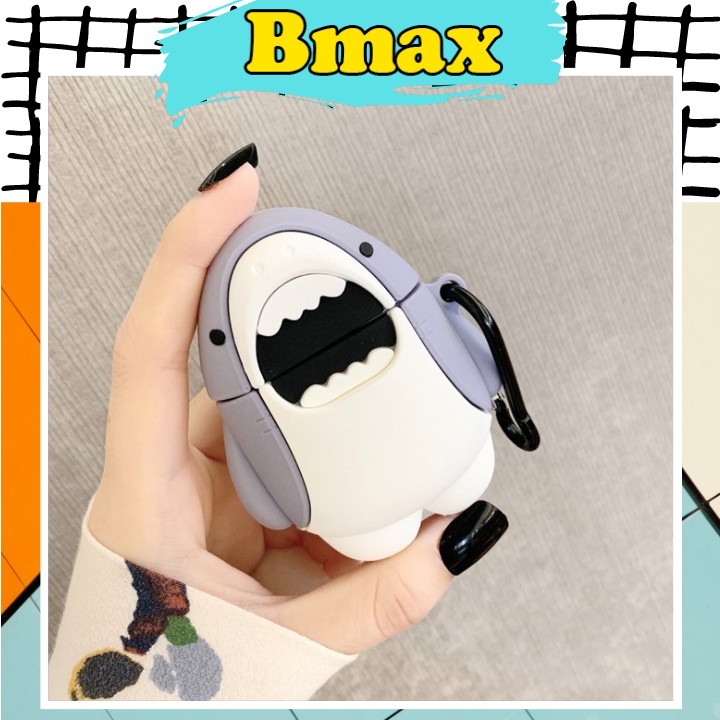 Vỏ case ốp tai nghe airpod 2 i12 airpods cute chống va đập hình cá mập baby shark đáng yêu cute