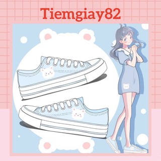 Giày sneaker cổ thấp in hình gấu trắng dễ thương - VIDEO TỰ QUAY -  Tiệm giày 82