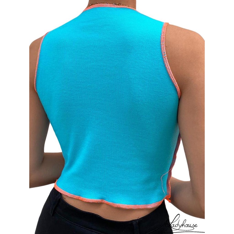 Áo Thun Croptop Không Tay Màu Sắc Tươi Sáng Gợi Cảm Cho Nữ