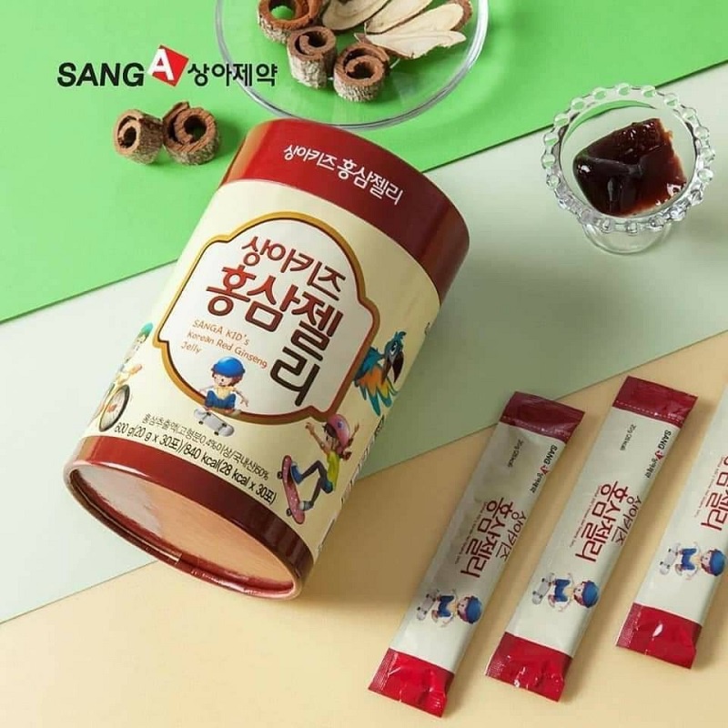 Thạch Sâm Trẻ Em SangA Kids Jelly Hàn Quốc, Hộp 30 Gói * 20g, Giúp Bé Tăng Chiều Cao Và Sức Đề Kháng