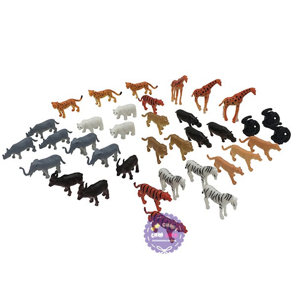 Bộ đồ chơi 36 loài thú rừng mini bằng nhựa Wild Animals - Mô hình đồng vật đồ chơi thú rừng