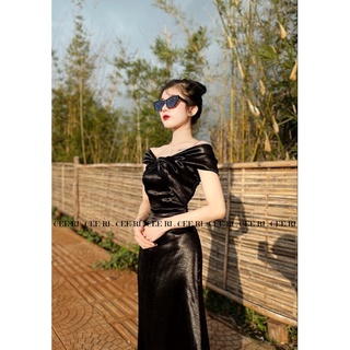 Đầm lụa trễ vai cao cấp ( Ảnh Thật - CEE RI )