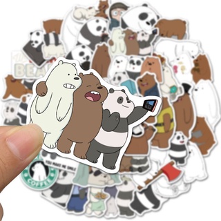 36 miếng dán đáng yêu hình gấu We Bare Bears dành cho notebook laptop hay va li