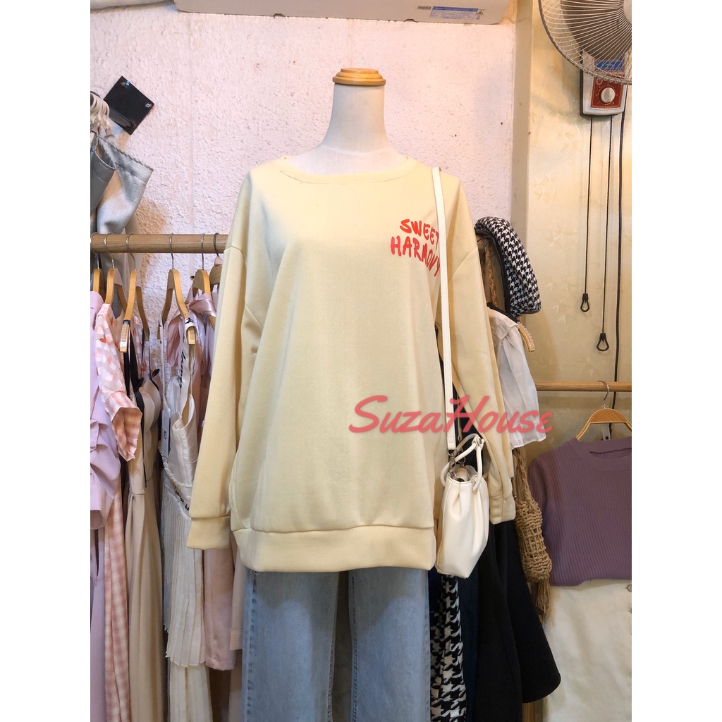 (Ảnh Thật+ Clip)Áo Sweater Nữ Tay Dài Dáng Rộng Nhiều Màu Ép Nhiệt Phong Cách Hàn Quốc Cá Tính Với 4 Màu Lựa Chọn | BigBuy360 - bigbuy360.vn