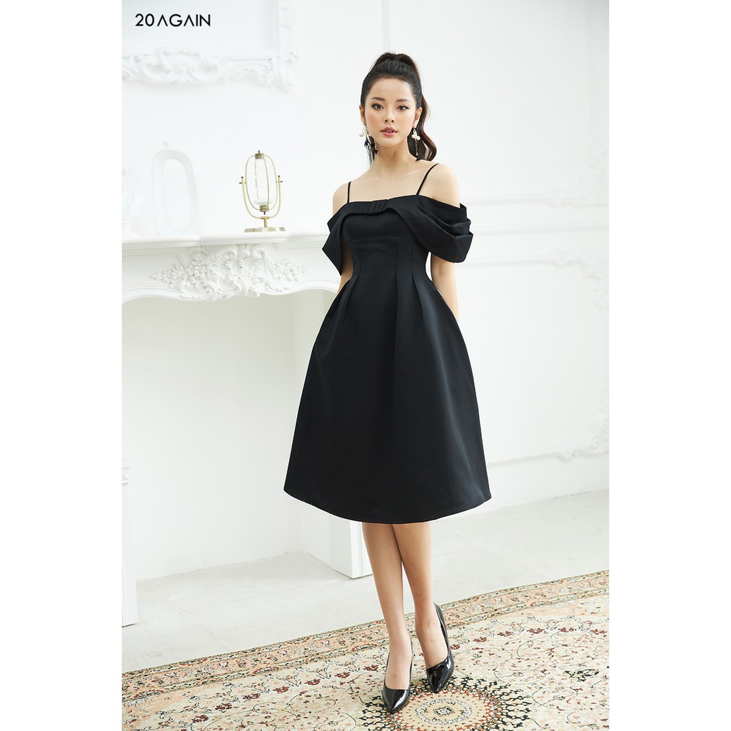Đầm xòe nơ ngực trễ vai 20AGAIN DEA1315 | BigBuy360 - bigbuy360.vn