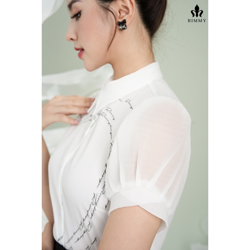 Áo Sơ Mi Họa Tiết Trái Tim Heri Shirt By Rimmy Phối Tay Tơ Thanh Lịch