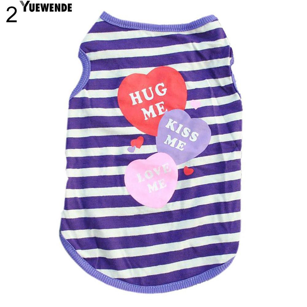 Áo thun kẻ sọc trái tim cho chó mèo