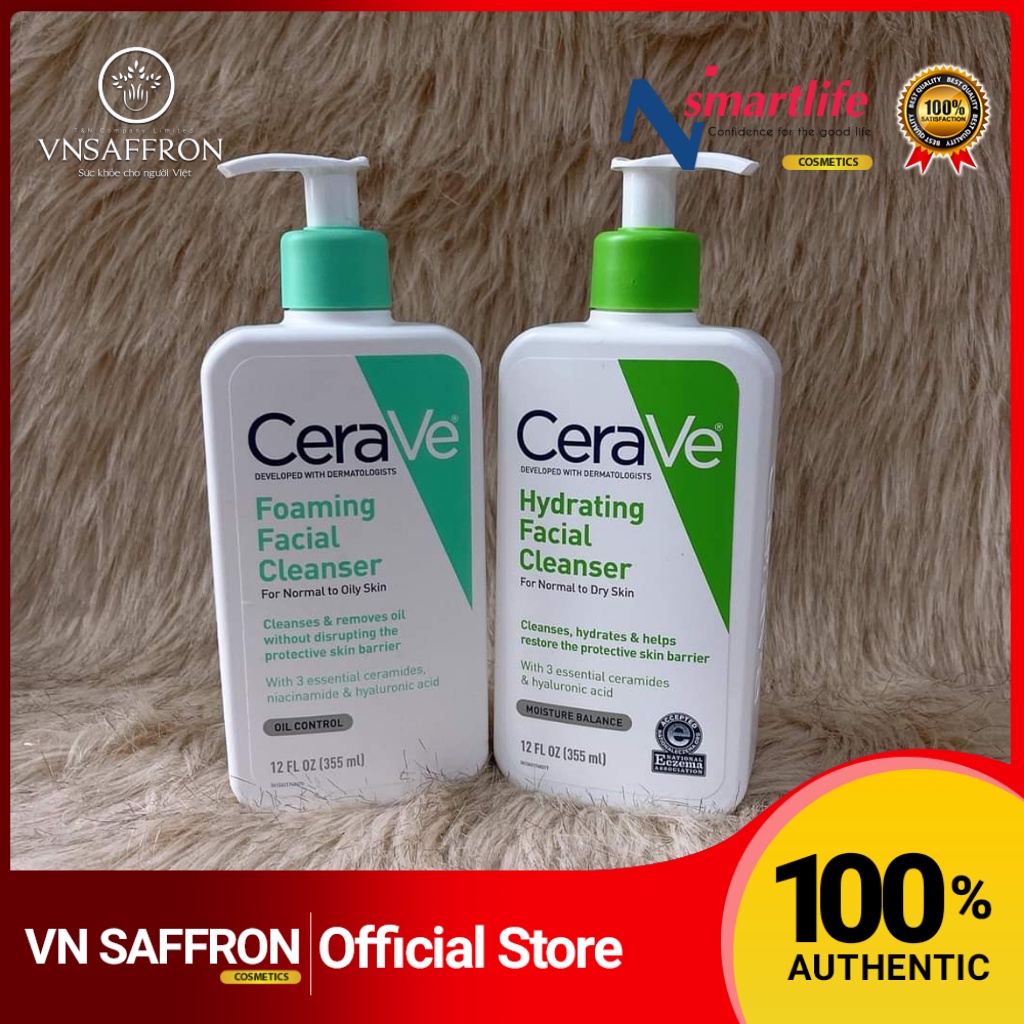 Sữa rửa mặt Cerave Foaming Facial Cleanser bản Mỹ và Pháp Cerave da dầu & Da Khô các size 236ml - 355ml - 473ml | BigBuy360 - bigbuy360.vn