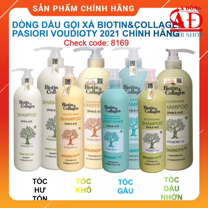 [+Tặng mũ trùm] DẦU GỘI XẢ PASIORI TM COLLAGEN &amp; BIOTIN TRẮNG PHỤC HỒI, MỀM MƯỢT, NGĂN GÃY RỤNG 1000ML (NEW)