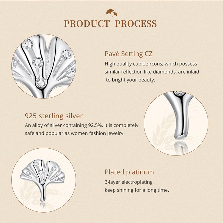 Khuyên tai BAMOER bằng bạc 915 hình chiếc đá đính đá giả đơn giản thời trang