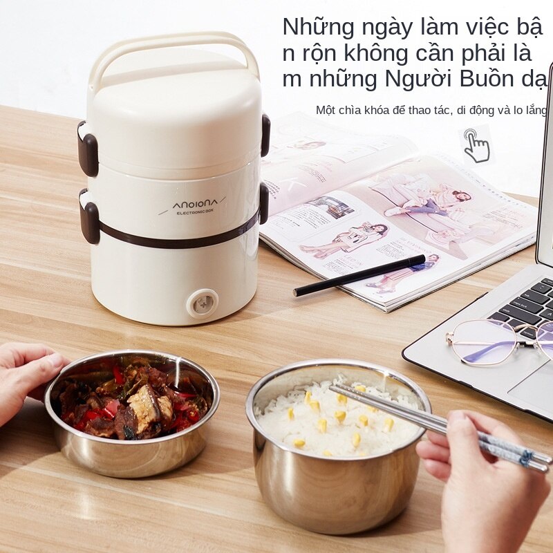 Hộp cơm điện, cách nhiệt đa năng, hộp cơm hấp ba tầng, tủ hấp cơm hâm nóng cho sinh viên, nhân viên văn phòng