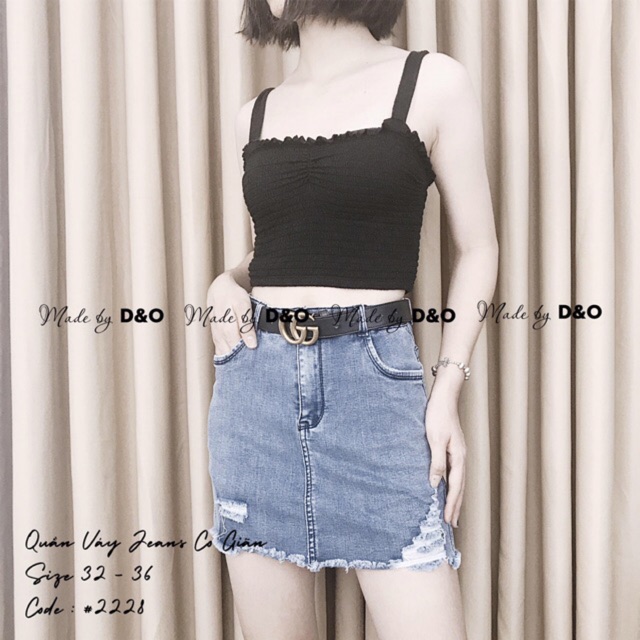 [SIZE ĐẠI &lt;80kg] Quần Váy Jeans Size Đại Co Giãn Mạnh - Lưng Cao - Xanh Rách 2228