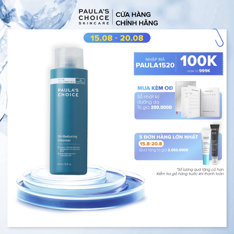 Sữa rửa mặt cân bằng độ ẩm và giảm dầu Paula's Choice Skin Balancing Oil Reducing Cleanser 473ml - 1151