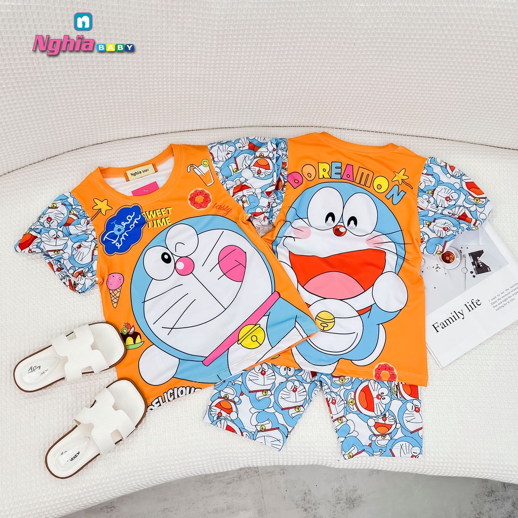 Set bộ thun lạnh quần đùi áo ngắn tay NGHĨA BABY dành cho bé gái