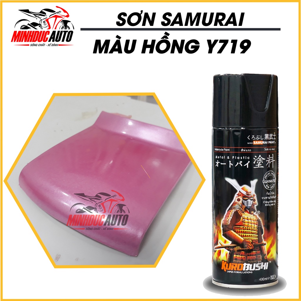 Sơn Samurai màu hồng Y719 - chai sơn xịt cao cấp nhập khẩu từ Malaysia.