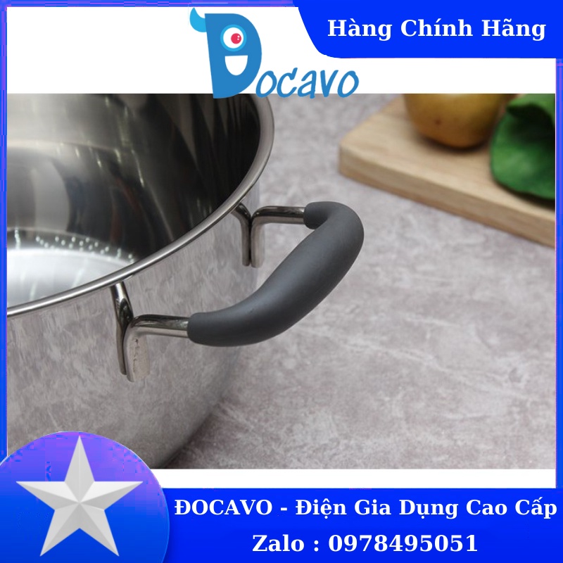 Nồi inox 3 đáy Fivestar N24-3DC 24 cm quai silicon chống nóng nắp inox