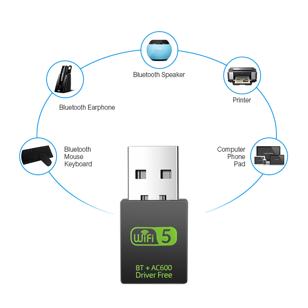 Usb Wifi Adapter 600mbps 2.4g Bluetooth V4.0 | BigBuy360 - bigbuy360.vn