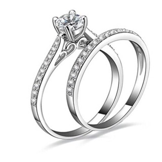 Bộ 2 chiếc nhẫn hợp kim mạ bạc 925