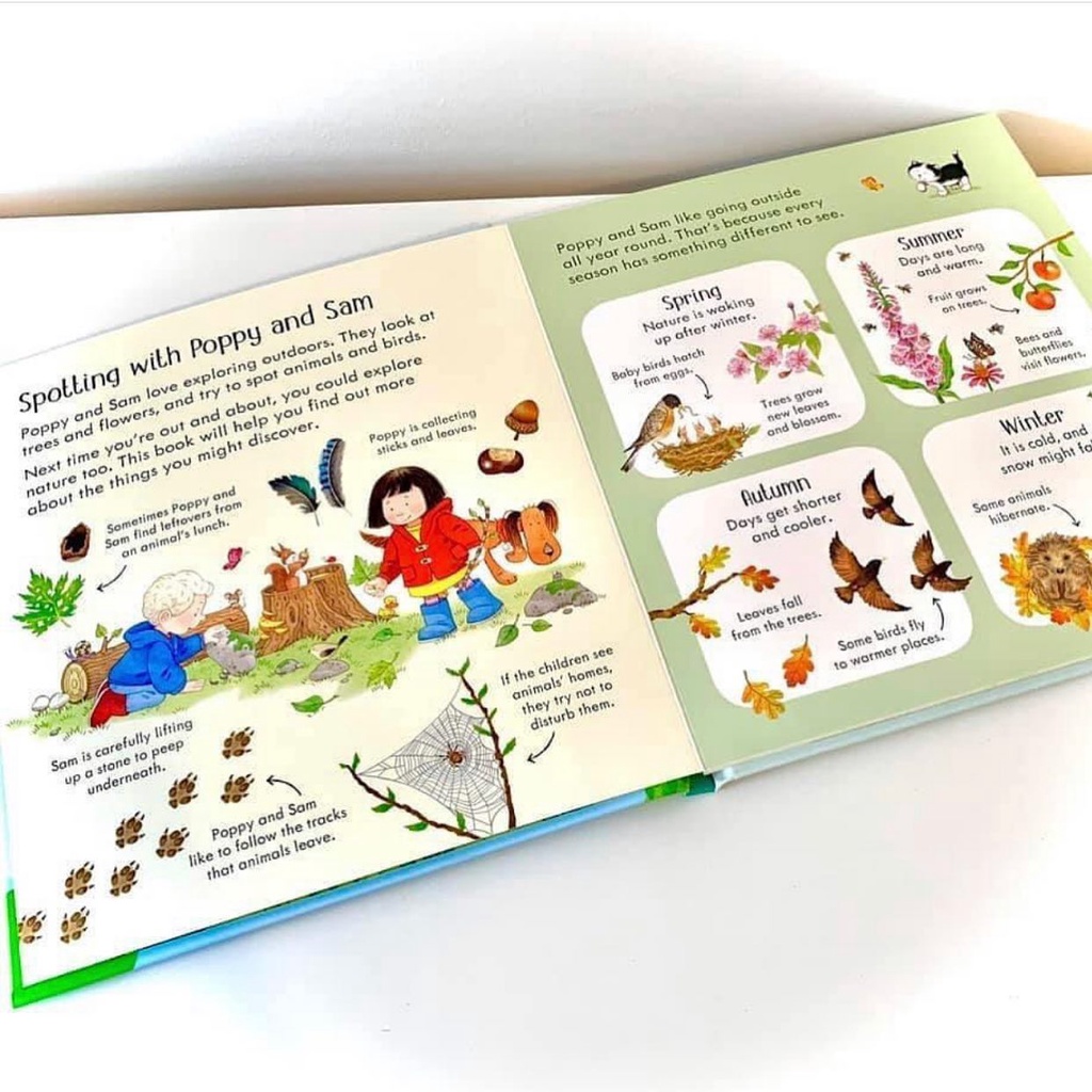 Sách Usborne - Poppy and Sam's Nature Spotting Book - học tiếng anh qua thiên nhiên