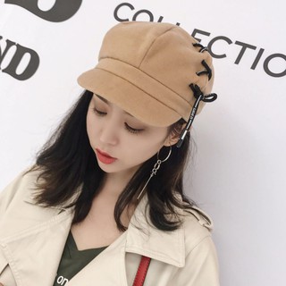 Mũ beret nữ họa tiết nơ