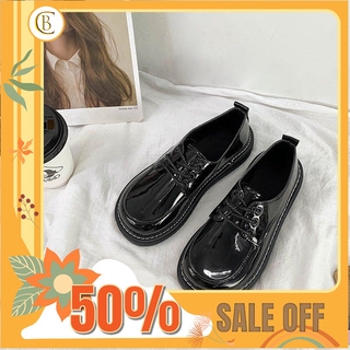 Giày OXFORD, giày vintage, giày nữ sinh buộc dây 2 màu đen bóng và đen nhám phong cách Hàn Quốc có ảnh thật ở cuối