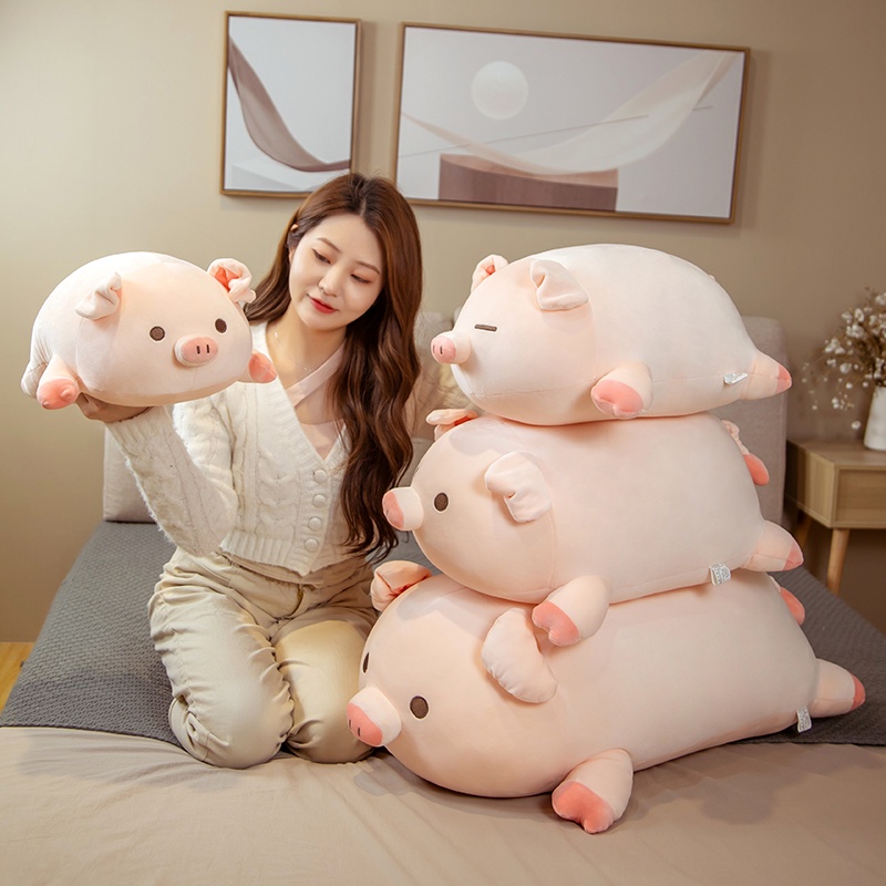 Gối Ôm Nhồi Bông Mềm Mại Thiết Kế Hình Chú Heo Hoạt Hình Dễ Thương