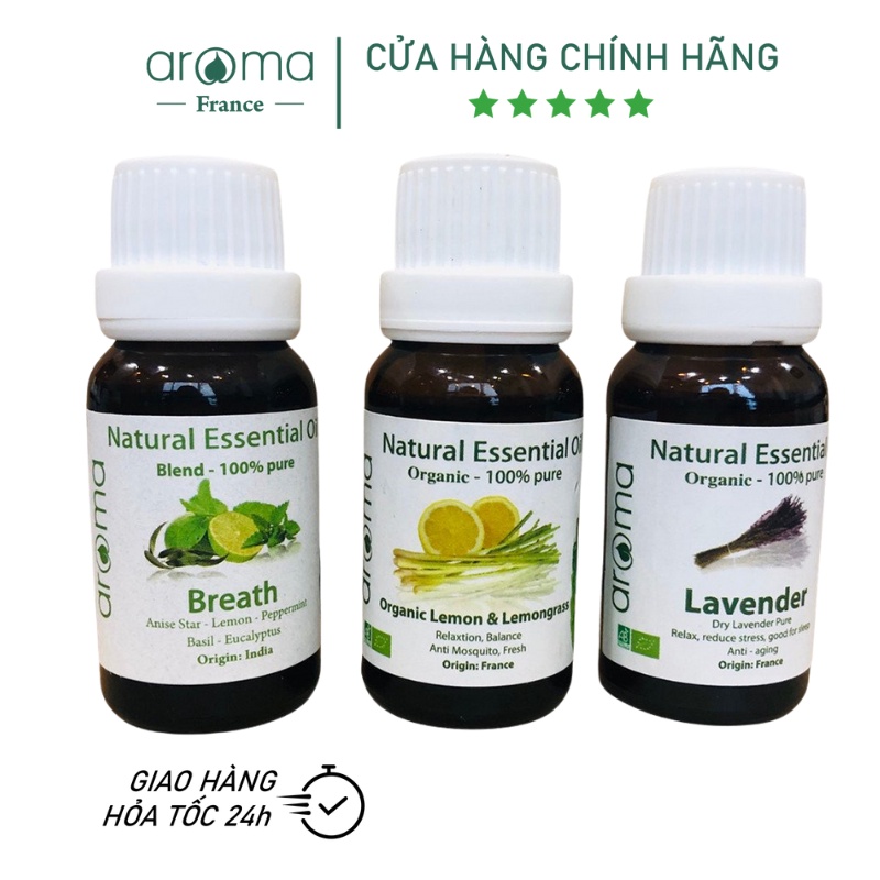 Tinh Dầu Xông Phòng AROMA Breath , Chanh Sả Chanh , Oải Hương Khô 10ml