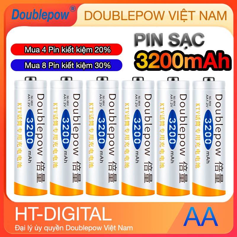 [Mã ELMS10 giảm 6% đơn 50K] Bộ Pin Sạc AA / AAA Doublepow (Hàng Chính Hãng) Pin sạc micro, đồng hồ, remote, chơi trẻ em