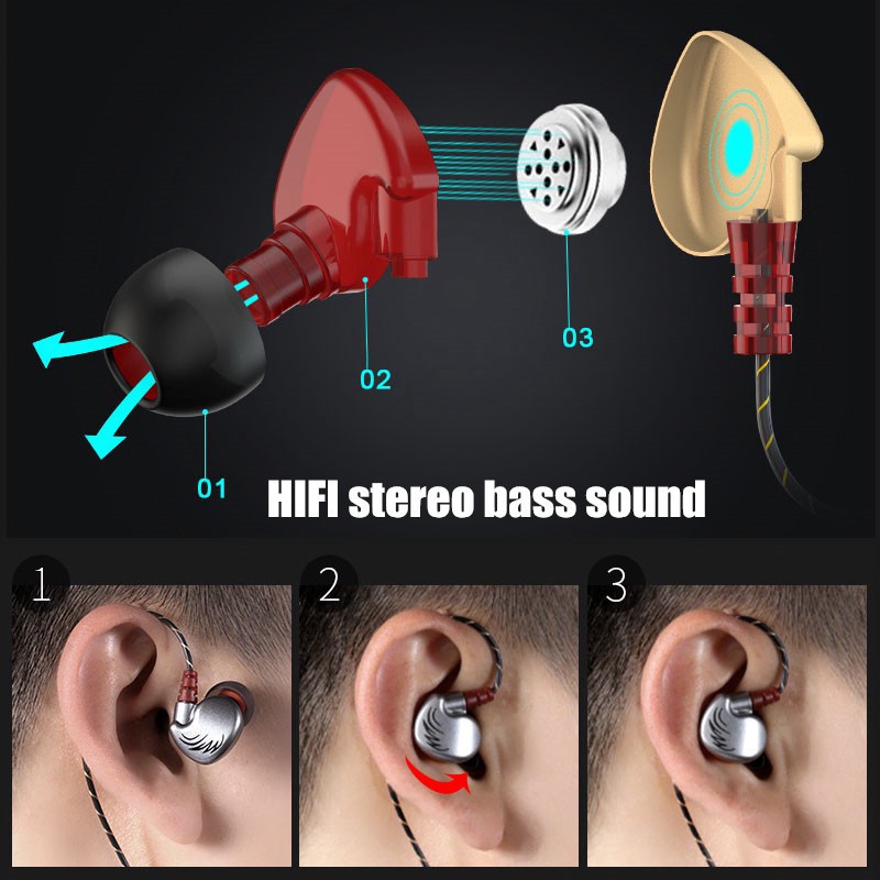 Tai Nghe Nhét Tai T3 Bass Trầm Có Micro Thiết Kế Thể Thao Năng Động