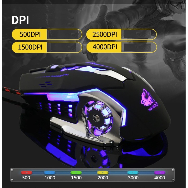 CHUỘT CHƠI GAME, CHUỘT GAMING LED RGB FREE WOLF V5 [TẶNG KÈM LÓT CHUỘT] SIÊU PHẨM GAMING THIẾT KẾ HẦM HỐ CHẤT LƯỢNG CAO | BigBuy360 - bigbuy360.vn