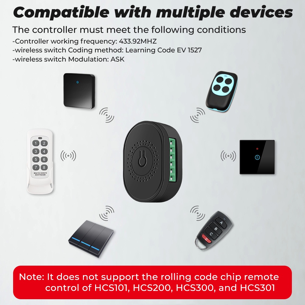 Công tắc đèn không dây thông minh SMATRUL 16A Tuya WiFi RF433 mini bật tắt 2 chiều cho Google Home Alexa Tmall Genie