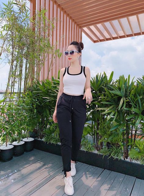 (Có ảnh thật)Set thể thao 3 lỗ croptop viền