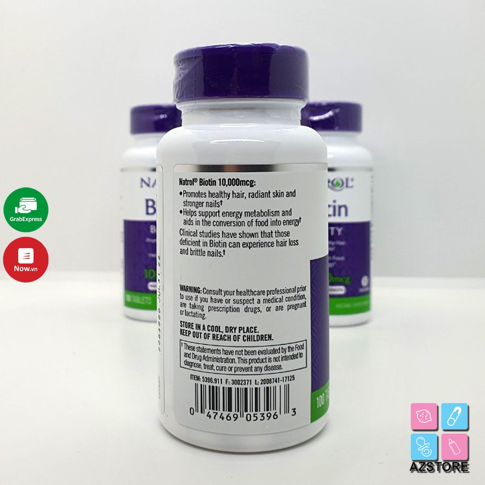 Biotin Natrol 100v - Viên uống chống rụng tóc Natrol Biotin 10000mcg Mỹ