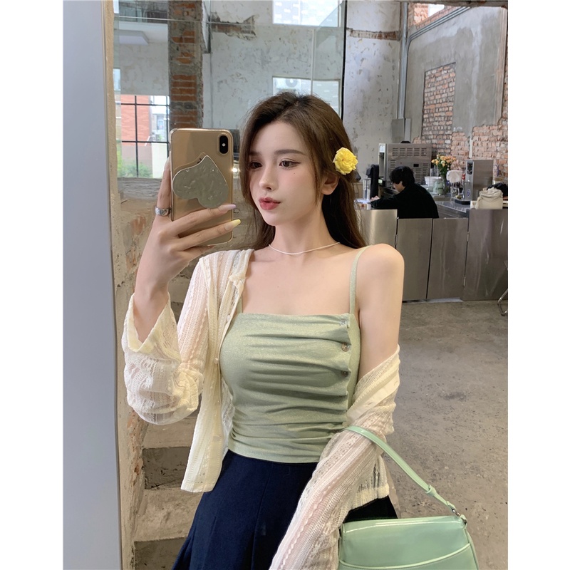 Áo Khoác Ren 35-80kg Aimeehouse Tay Dài Phối Ren Lưới Mỏng áo cardigan Thời Trang Quảng Châu