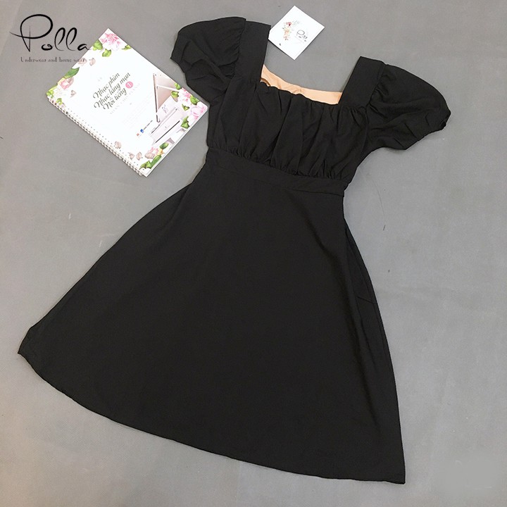 [Hàng hè HOT] Đầm váy xòe nữ thắt nơ cổ vuông Polla B044, Kiểu đầm dáng xòe thắt nơ sau lưng gợi cảm, điệu đà, quyến rũ | BigBuy360 - bigbuy360.vn