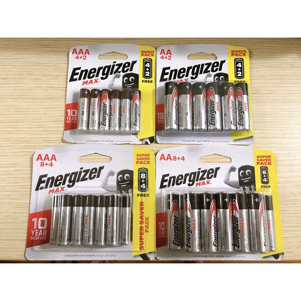 Vỉ 12 viên pin tiểu AA Energizer Alkaline chính hãng