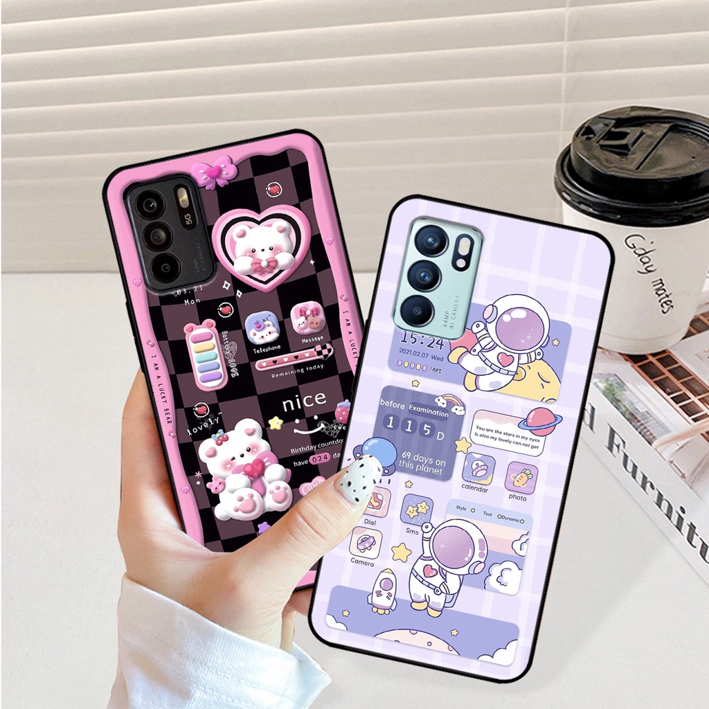 Ốp lưng Oppo Reno 6 / Reno 6Z 5G hình gấu, vũ trụ ngân hà chibi. ốp chống sốc bền đẹp