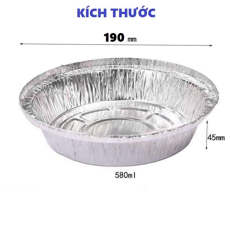 Set 10 Khay Giấy Bạc Lót Nồi Chiên Không Dầu, Đĩa Nhôm, đĩa giấy bạc Đường Kính 18cm