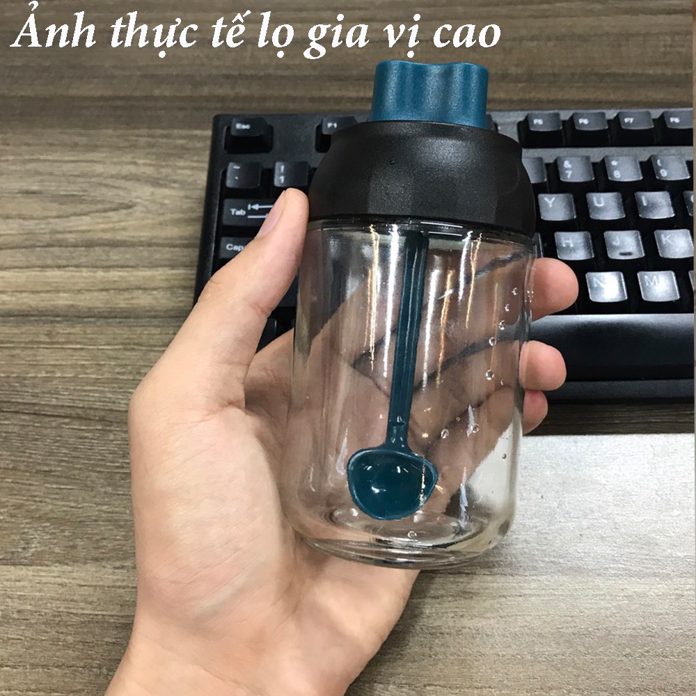 Lọ đựng gia vị thủy tinh nắp xanh kèm thìa xúc có dung tích 250ml-280ml hàng chất lượng loại 1 do ducstore PP | BigBuy360 - bigbuy360.vn