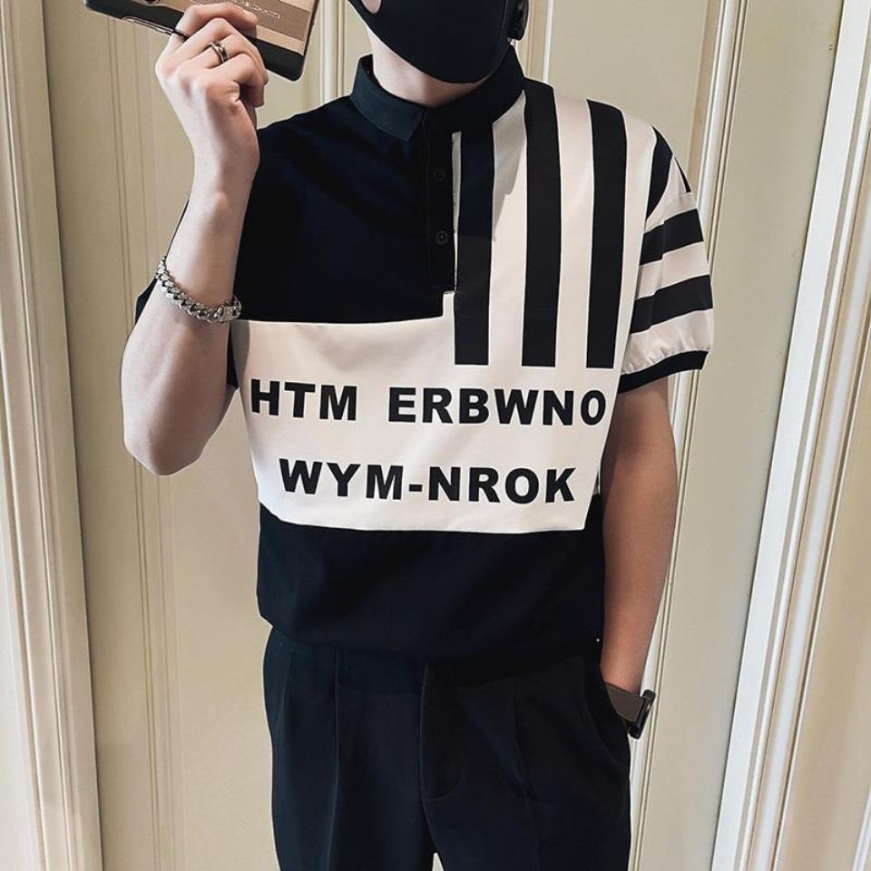 AMOI Áo polo Ngắn Tay Phối Màu Họa Tiết Kẻ Sọc Trẻ Trung Thời Trang Cho Nam