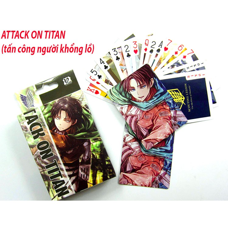 Bộ bài tú lơ khơ Attack on Titan 54 ảnh khác nhau in hình anime manga