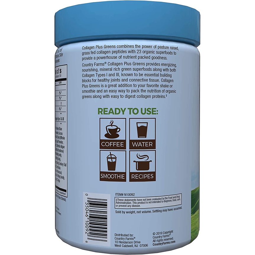 Collagen thủy phân và 23 siêu thực phẩm Country Farms Collagen Greens 300g
