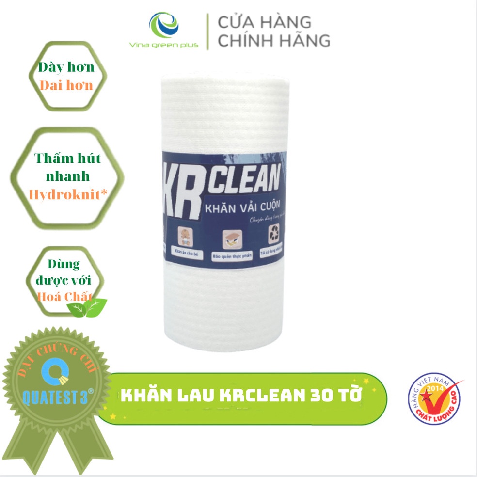 Combo 2 cuộn khăn lau đa năng KrClean 30 tờ tái sử dụng, khăn lau bếp siêu rẻ