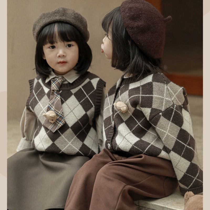 Áo len không tay thiết kế mới thời trang phong cách retro dành cho bé gái