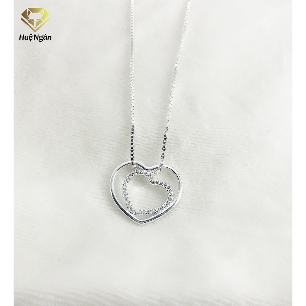 [Mã LT50 giảm 50k đơn 250k] Dây chuyền bạc Ý 925 Huệ Ngân- Trái tim trong anh PP1444