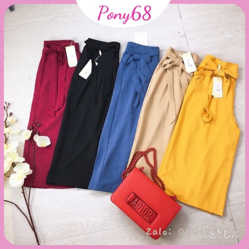 Quần ống rộng giả váy nữ cạp cao short ngố nữ LOẠI ĐẸP có chun sau chất đũi mềm mát PONY68