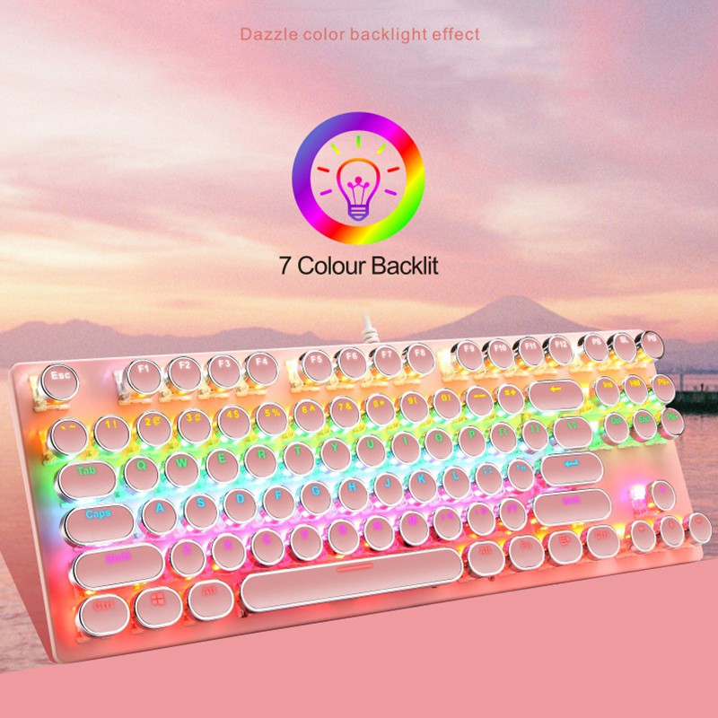 Bàn Phím Cơ Chơi Game 87 Phím Rgb Led Cầu Vồng