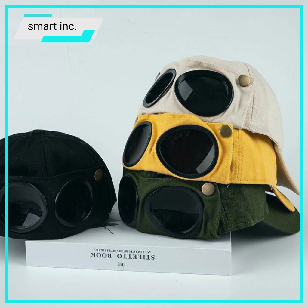 Mũ Lưỡi Trai Nón Kết Bóng Chài Nam Nữ Kèm Kính Mắt Phi Công 2in1 Hàn Quốc