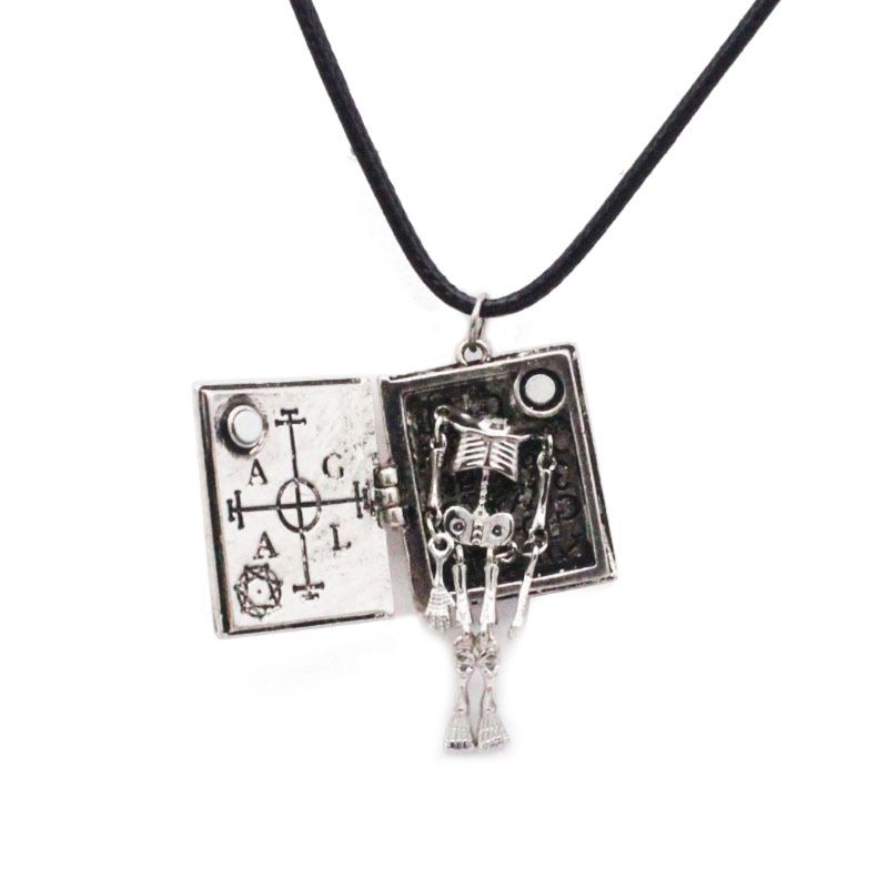 YOI*Gothic Magic Book Hidden Skull Pendant Broken Skull Limb Adjustable Necklace