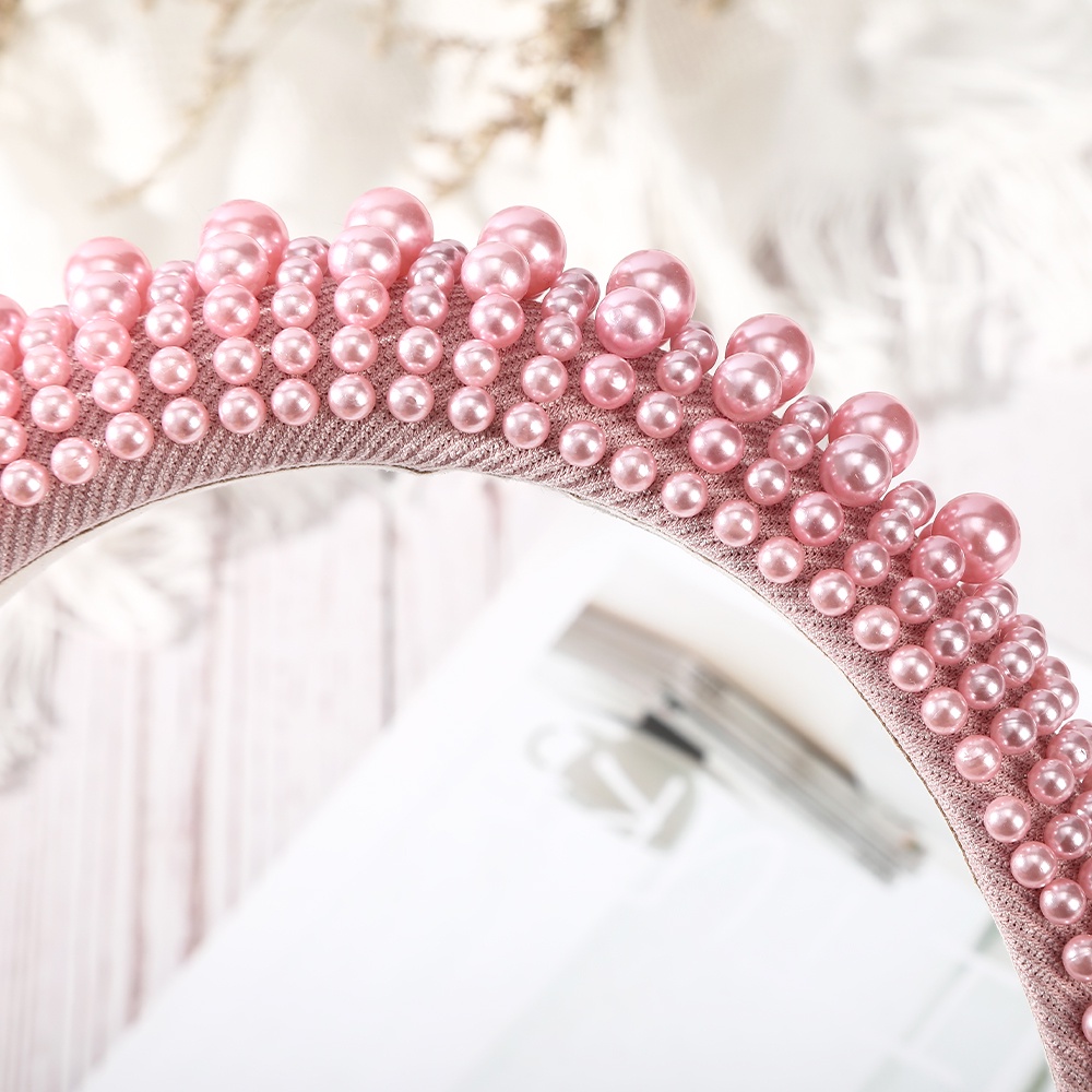 Băng đô Haimeikang bọt biển bản rộng đính ngọc trai giả thời trang đi tiệc dành cho nữ